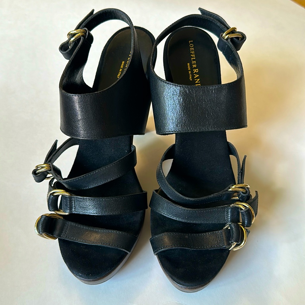 Leoffler Randall Italian Leather Wood Heels / 10 B